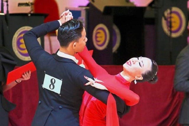 Bernama Daniel and his coach, Sylvia Yeoh at the Blackpool Dance Festival 2017.